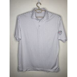 Peter Millar Summer Comfort white blue skull short sleeve polo shirt - large